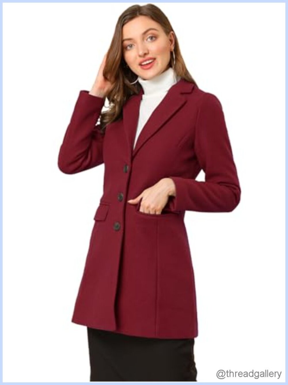 Women's Single Breasted Peacoat A-Line Winter Overcoat